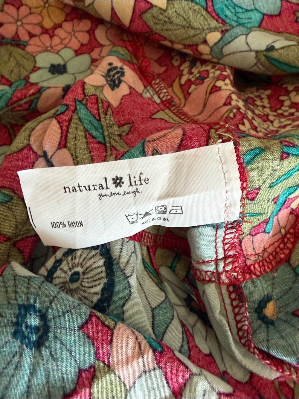 Natural Life Collette Tiered Blue Red Floral Boho Maxi Dress size S - Picture 6 of 6
